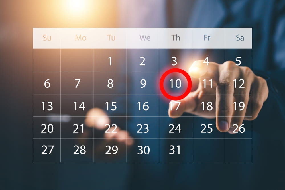 Calendar highlighting deadline illustrating development schedule for multi unit franchise agreement in Panama City Florida